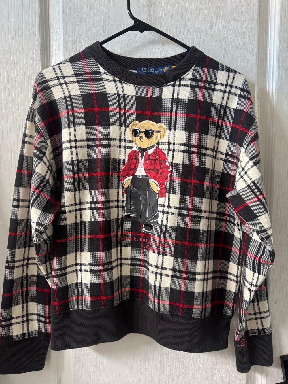 Polo by Ralph Lauren White, Black & Red Plaid Bear Sweatshirt - Picture 14 of 15